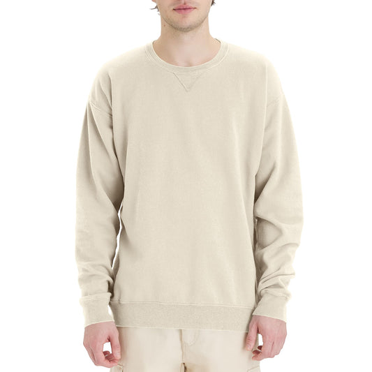 Hanes mens Originals Fleece Garment Dyed Pullover, Crewneck Sweatshirts, Parchment, X-Large