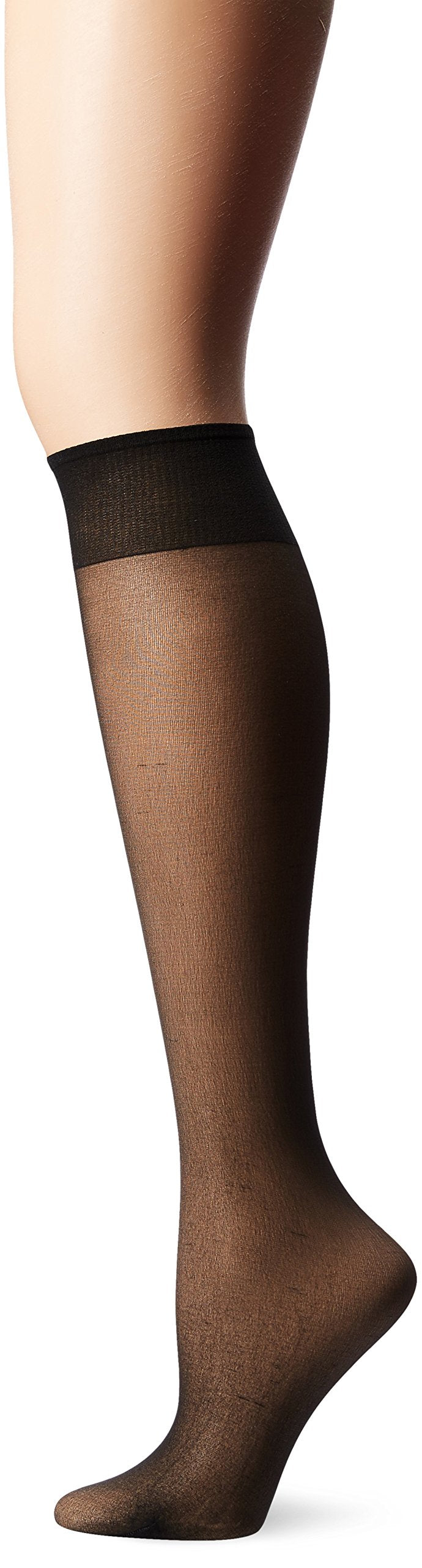 L'eggs Women's Everyday Knee-Highs, Sheer Toe, 100% Nylon, Off Black, One Size (Pack of 20)
