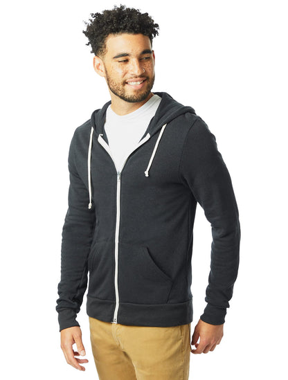 Alternative Men's Rocky Fleece Zip Hoodie, Eco True Black, X-Large