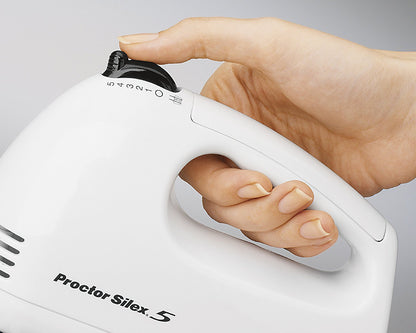 Proctor Silex 62509PS 5-Speed Hand Mixer, White
