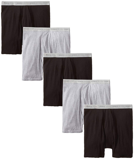 Hanes Men's 5-Pack Boxer with ComfortFlex Waistband Brief, Black/Grey, 2XL