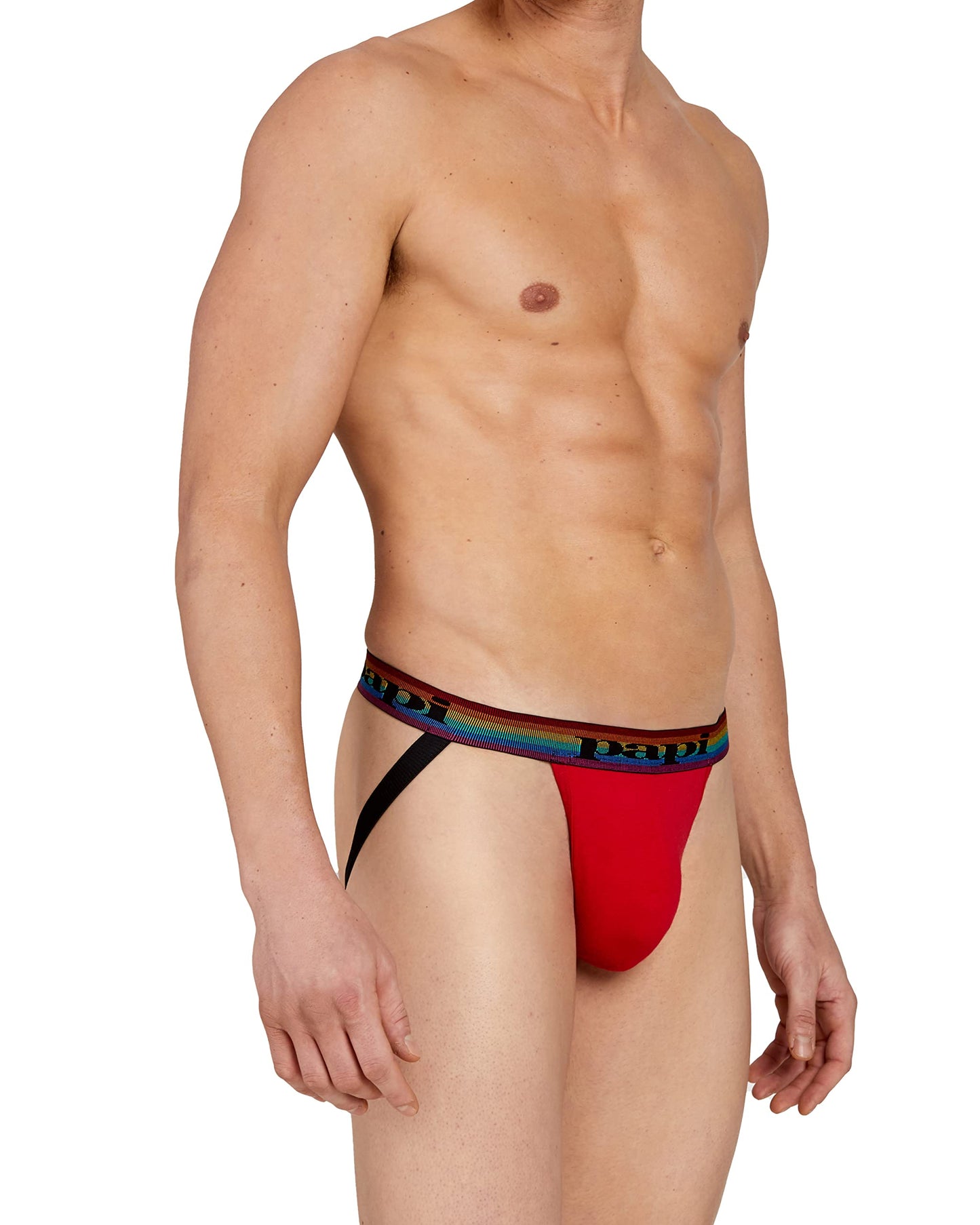 papi Men's 3-Pack Jockstrap, Athletic Supporter, Breathable Male Workout Underwear, Lychee/Prince Blue/Black, X-Large