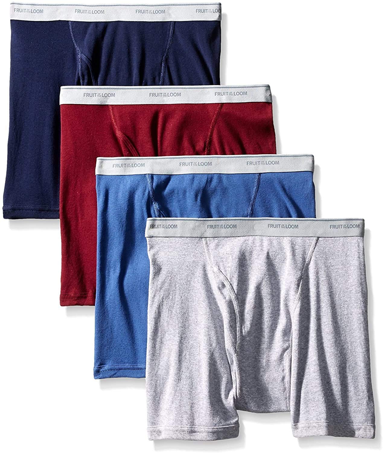 Fruit of the Loom Men's Boxer Briefs , White, Small(Pack of 4)