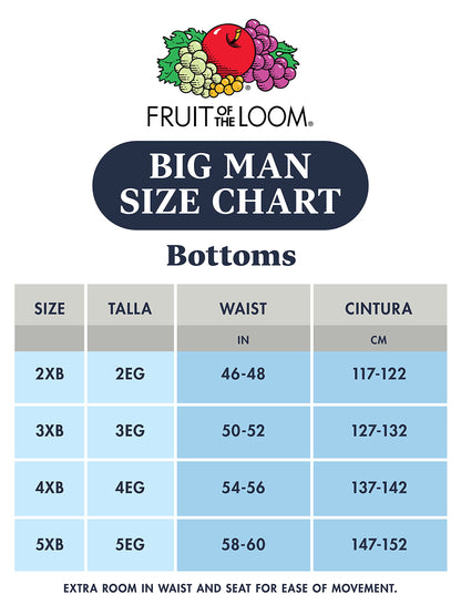 Fruit of the Loom 3 Big Man Knit Boxers Roomier Fit Full Cut Leg (5X)