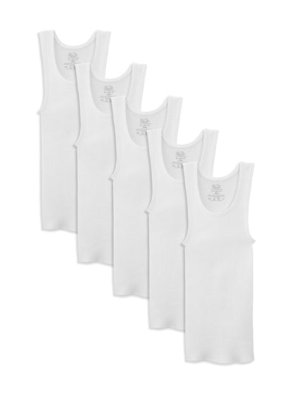Fruit of the Loom Boys' Cotton Tank Top Undershirt (Multipack), Boys-120-White, X-Large