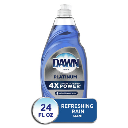 Dawn Platinum Dishwashing Liquid Dish Soap, Refreshing Rain Scent, 24 Fl Oz
