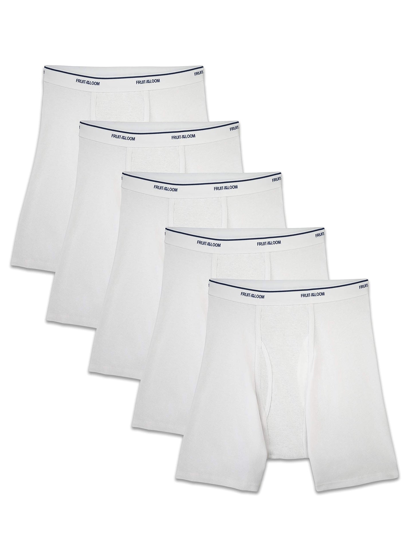 Fruit of the Loom Men's No Ride Up Boxer Brief, Stripe/Solid - Traditional Fly, Large
