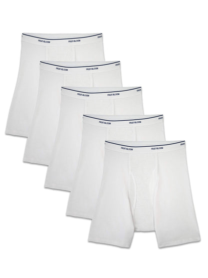 Fruit of the Loom Men's No Ride Up Boxer Brief, Stripe/Solid - Traditional Fly, Large