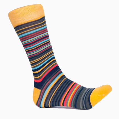 Melvado Mens Dress Socks 4 Pack, Cotton Rich Colorful Patterned Striped Dress Socks