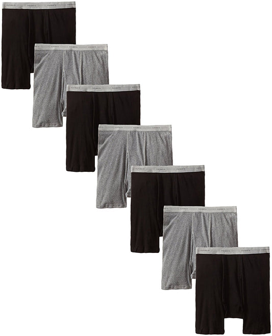 Hanes Mens Boxer Brief with Comfort Flex Waistband (2349B7) (Black/Grey - 7 Pack, XXXX-Large)