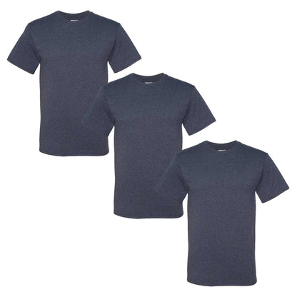 Jerzees Men's Black Heather Adult Short Sleeve Tee 3 Pack, Vintage Red, Large
