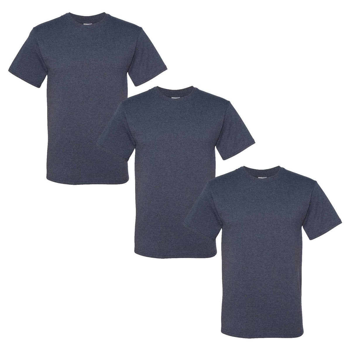 Jerzees Men's Black Heather Adult Short Sleeve Tee 3 Pack, Vintage Red, Large