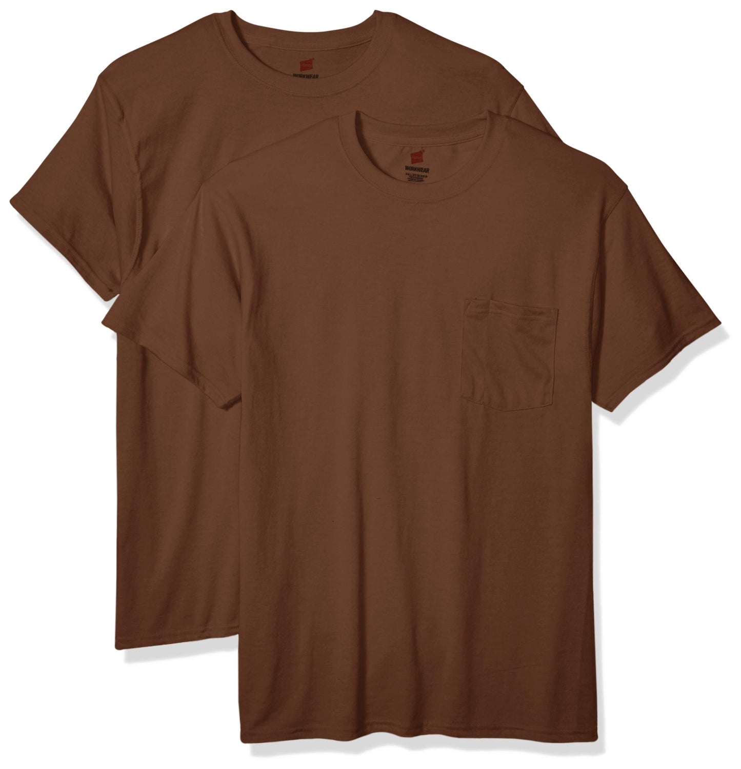 Hanes Men's Workwear Short Sleeve Tee (2-Pack), Army Brown, X Large