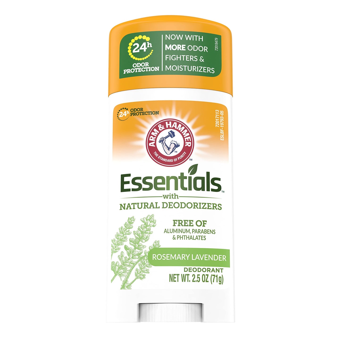 ARM & HAMMER Essentials Deodorant- Fresh Rosemary Lavender- Wide Stick- 2.5oz(Pack of 6)- Made with Natural Deodorizers- Free From Aluminum, Parabens & Phthalates