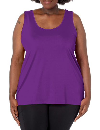 JUST MY SIZE womens Cooldri Performance Scoopneck Tank Top Shirt, Vivid Fuchsia, 20 US