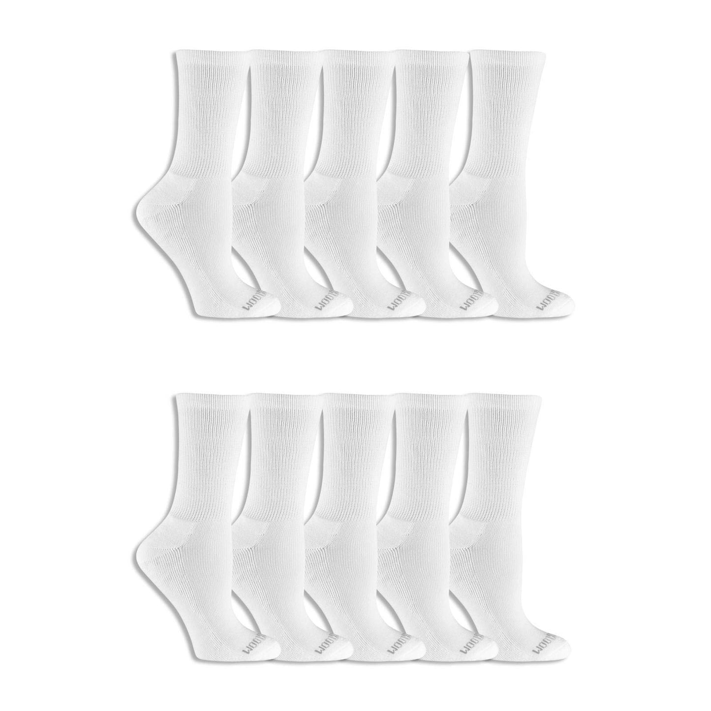 Fruit of the Loom Womens Everyday Soft Crew Socks 10 Pair, 4-10 Medium, White