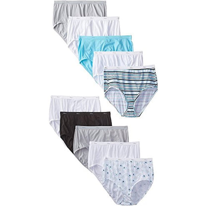 Hanes Women's Cotton Brief Panties (Pack of 10) Assorted (11, Assorted)