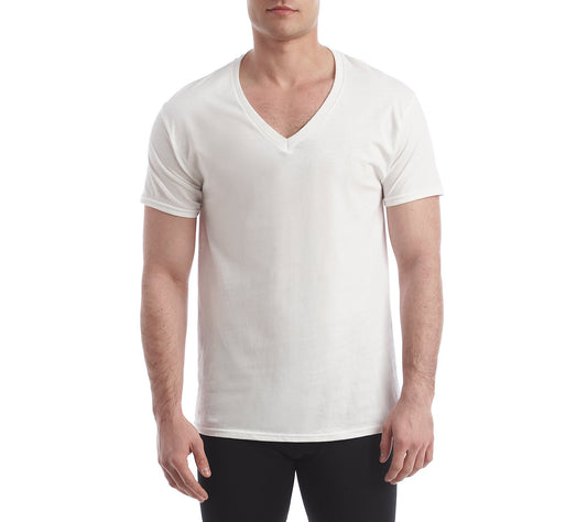 Hanes Men's 4-Pack ComfortBlend V-Neck T-Shirt with FreshIQ, White, XX-Large