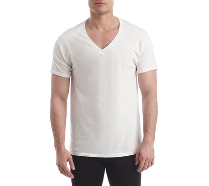 Hanes Men's 4-Pack ComfortBlend V-Neck T-Shirt with FreshIQ, White, XX-Large