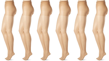 L'eggs womens Everyday Control Top Pq0j96 6 Pairs Pantyhose, Nude, Queen US