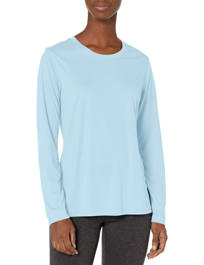 Hanes womens Sport Cool Dri Performance Long Sleeve T-shirt T Shirt, Light Blue, Small US