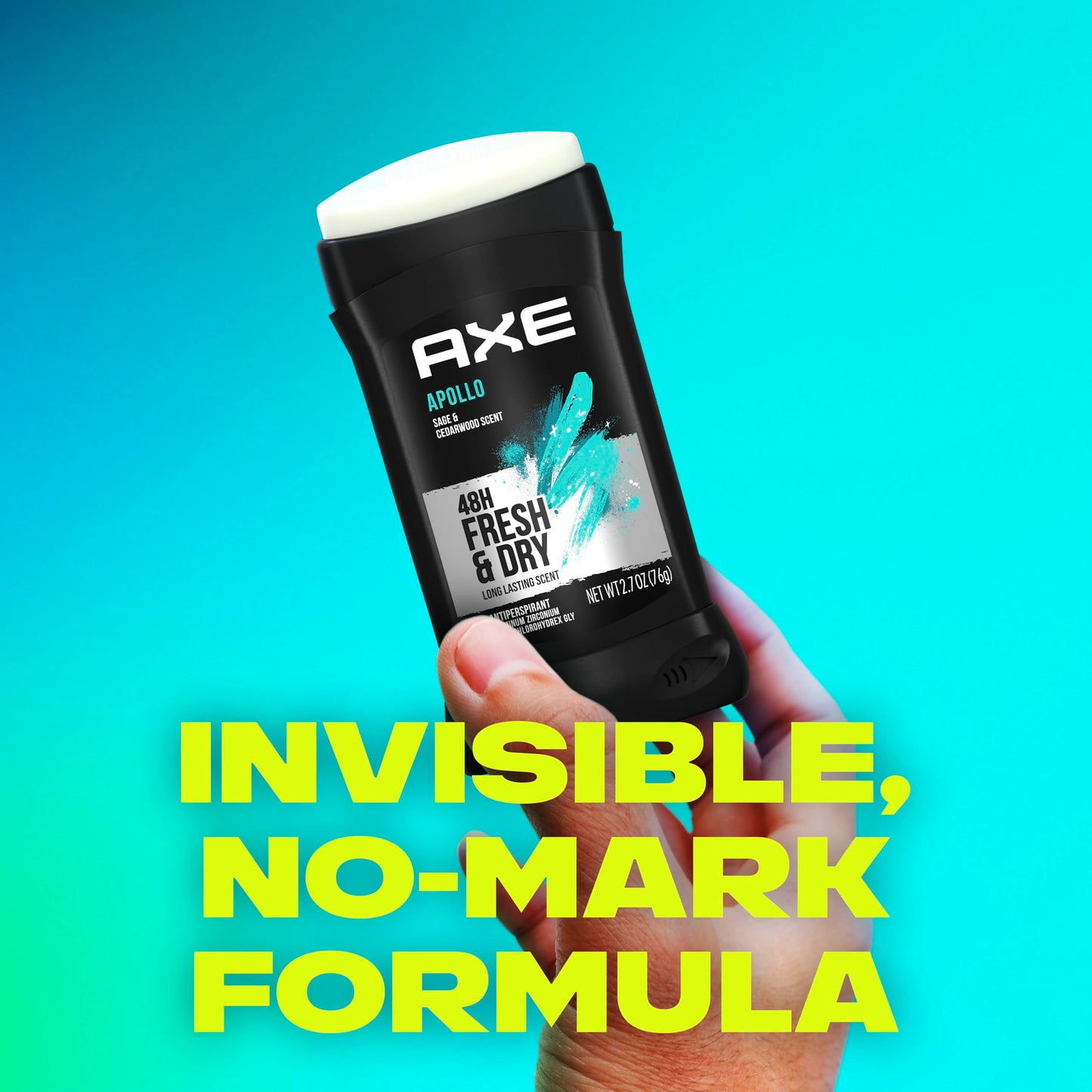 AXE Antiperspirant Deodorant Stick Apollo 48 Hour Sweat and Odor Protection for Long Lasting Freshness, Sage & Cedarwood Men's Deodorant 2.7 oz