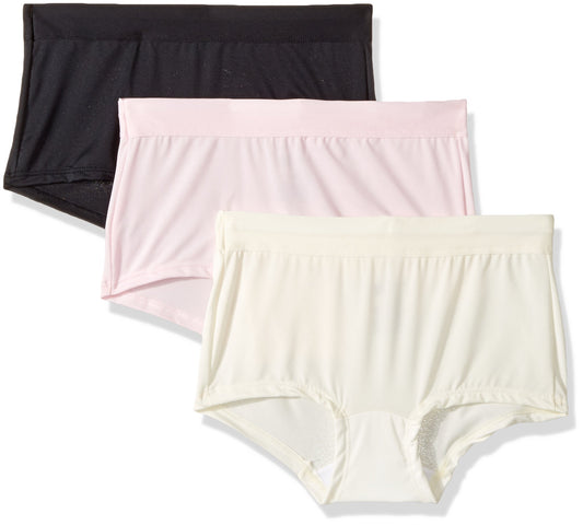 Hanes Women's 3 Pack Constant Comfort Microfiber Boyshort, Assorted, 9