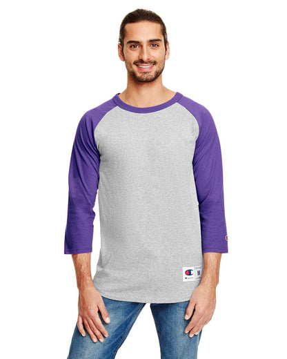 Champion Adult 5.2 oz. Raglan T-Shirt L OXF GRY HT/ GOLD