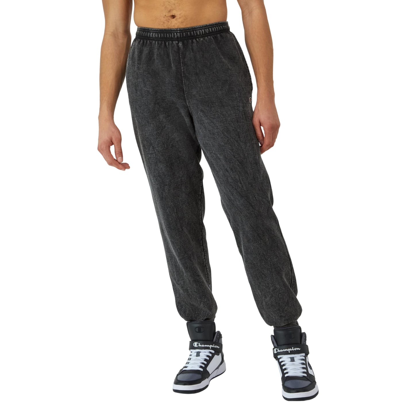 Champion, Mineral Dye Graphic, Fleece Men's Jogger Sweatpants, 30", Black C Patch Logo