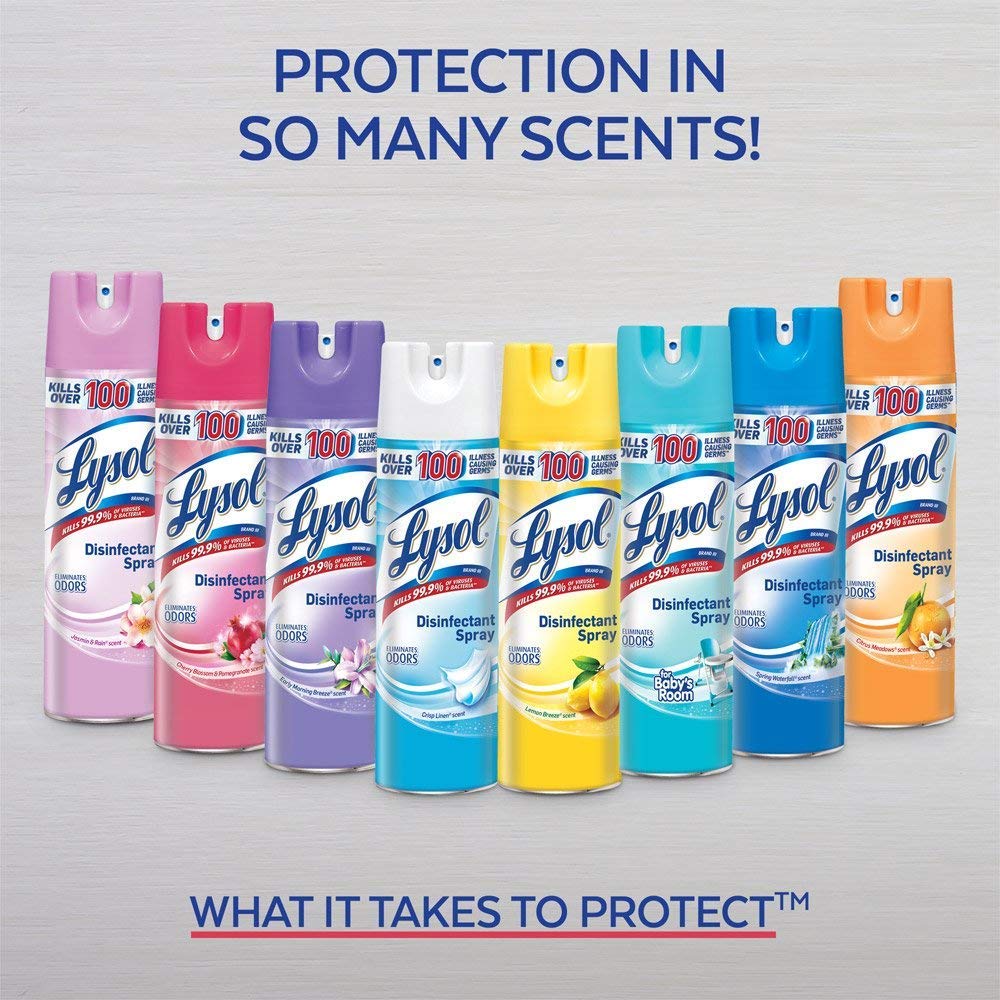 Lysol Disinfectant Spray, Sanitizing and Antibacterial Spray, For Disinfecting and Deodorizing, Crisp Linen, 19 fl oz (Pack of 4)