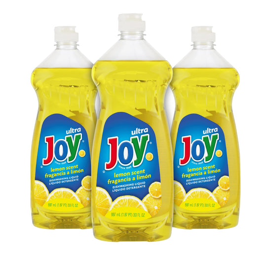 JOY Ultra Dish Soap Liquid - Ultra Strength Dishwashing Soap - Large Dish Soap - Lemon Fresh Scent - 30 Fl. Oz - (Pack of 3)