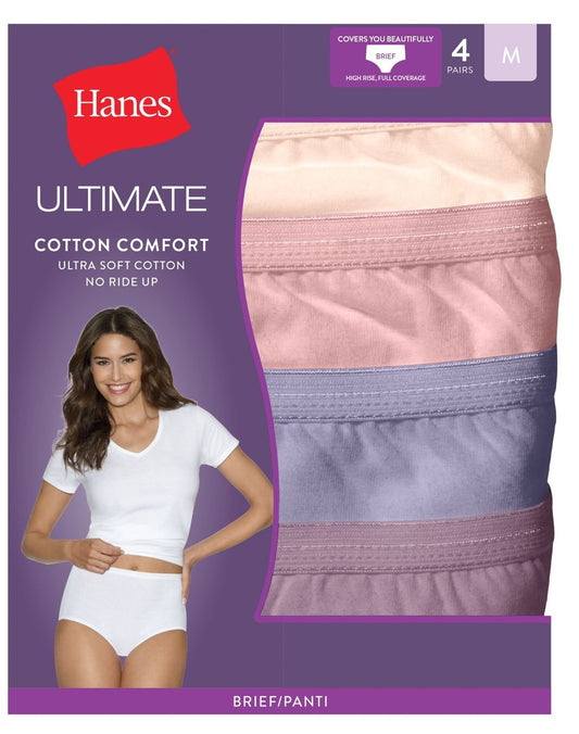 Hanes Women's Ultimate Cotton Comfort Briefs Assorted Colors & Prints 4-Pack