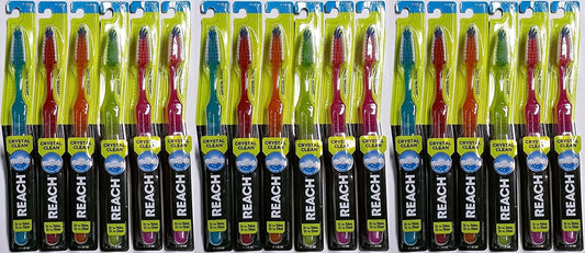 REACH Crystal Clean Firm Adult Toothbrush, 1 ea - Colors May Vary (Pack of 6)