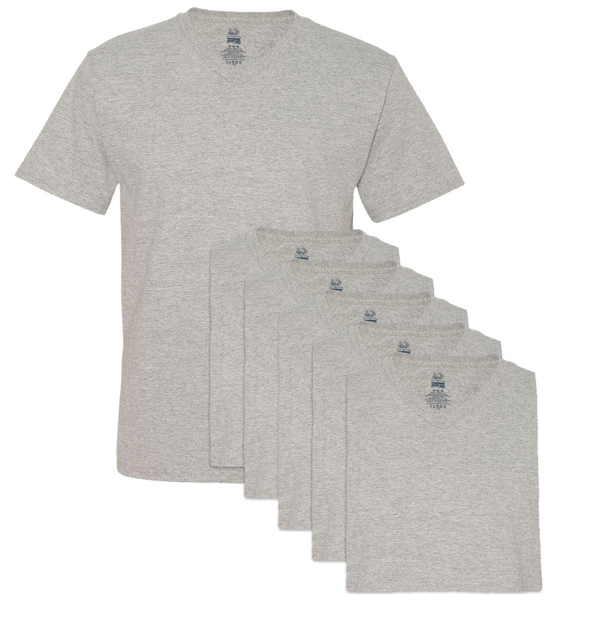 Fruit of the Loom Men's 6 Pack V-Neck T-Shirt, Athletic Heather, Small
