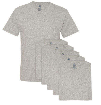 Fruit of the Loom Men's 6 Pack V-Neck T-Shirt, Athletic Heather, Small