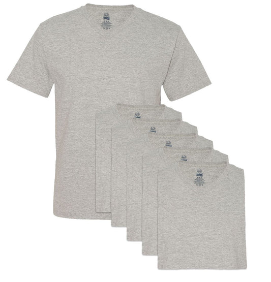 Fruit of the Loom Men's 6 Pack V-Neck T-Shirt, Athletic Heather, Small