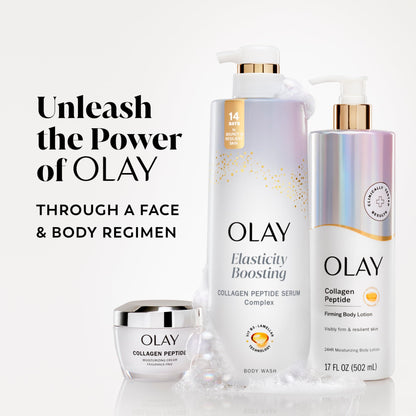 Olay Body Wash for Women, Elasticity Boosting, Collagen Peptide Serum Complex, Renews Moisture, Vitamin B3 Lameller Technology, For All Skin Types, 20 fl oz (Pack of 4)
