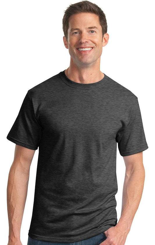 JERZEES Men's Round Neck Short Sleeve T-Shirt_Black Heather_2XL
