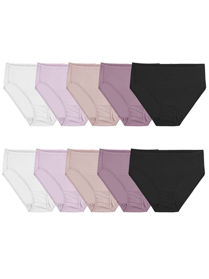 Fruit of the Loom womens Microfiber Panties (Regular & Plus Size) briefs underwear, Hi Cut - 6 Pack Assorted, 5 US