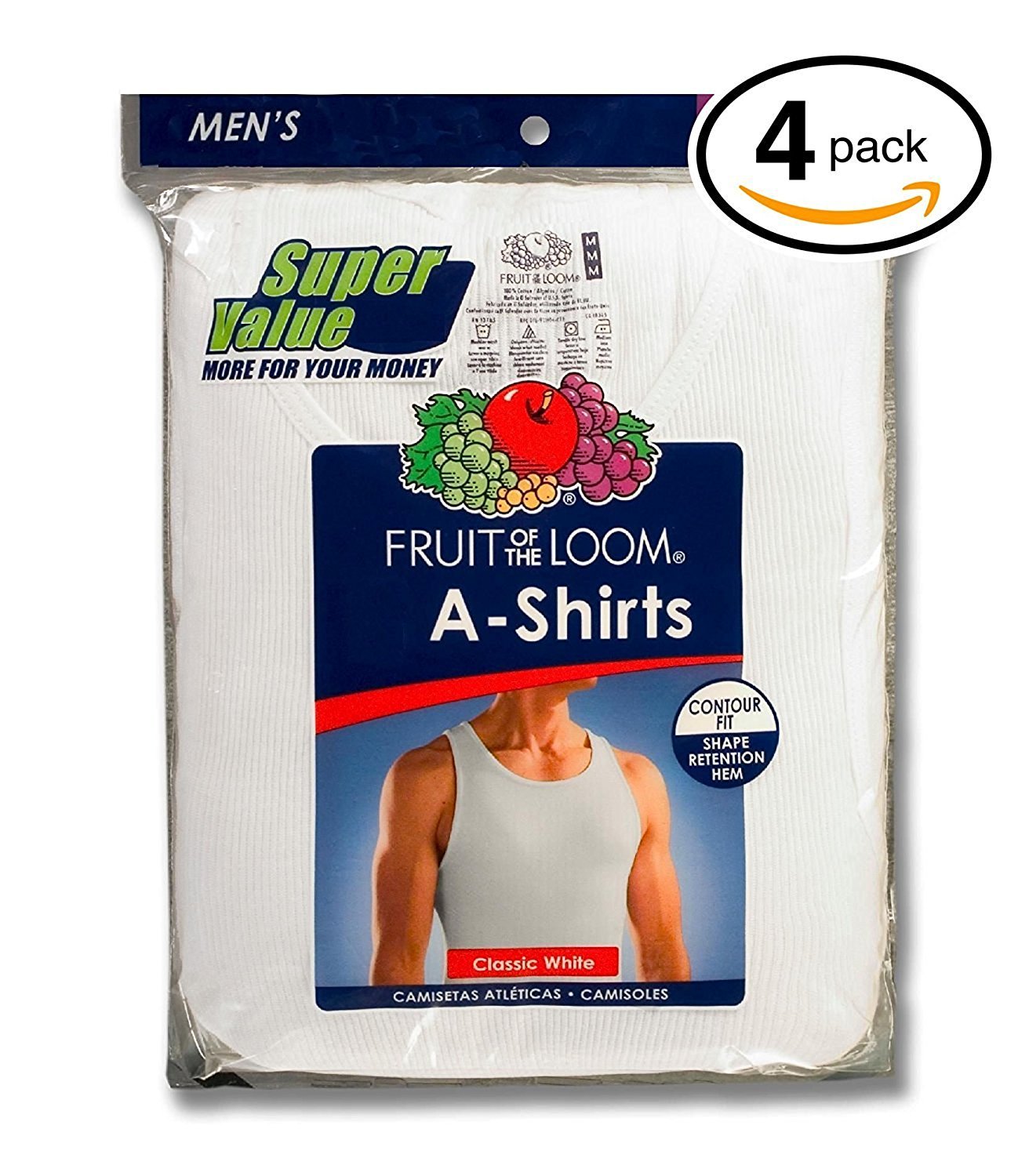 Fruit of the Loom Men's Undershirt (White, Large)