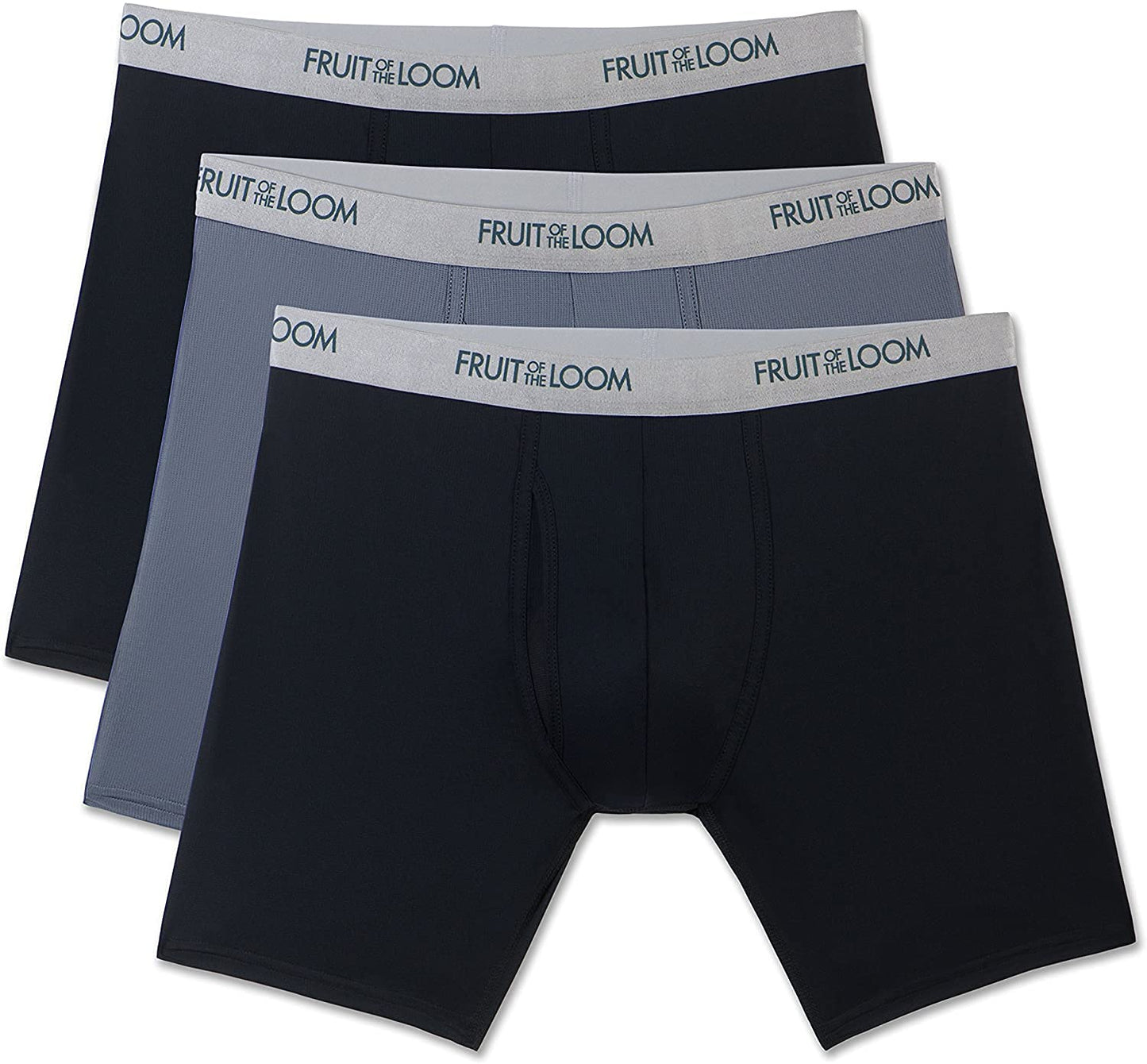 Fruit of the Loom Men's 12-Pack Everlight Boxer Briefs Breathable Blend (Large (36-38) Assorted