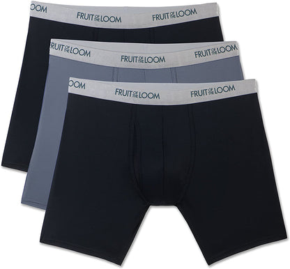 Fruit of the Loom Men's 12-Pack Everlight Boxer Briefs Breathable Blend (Large (36-38) Assorted
