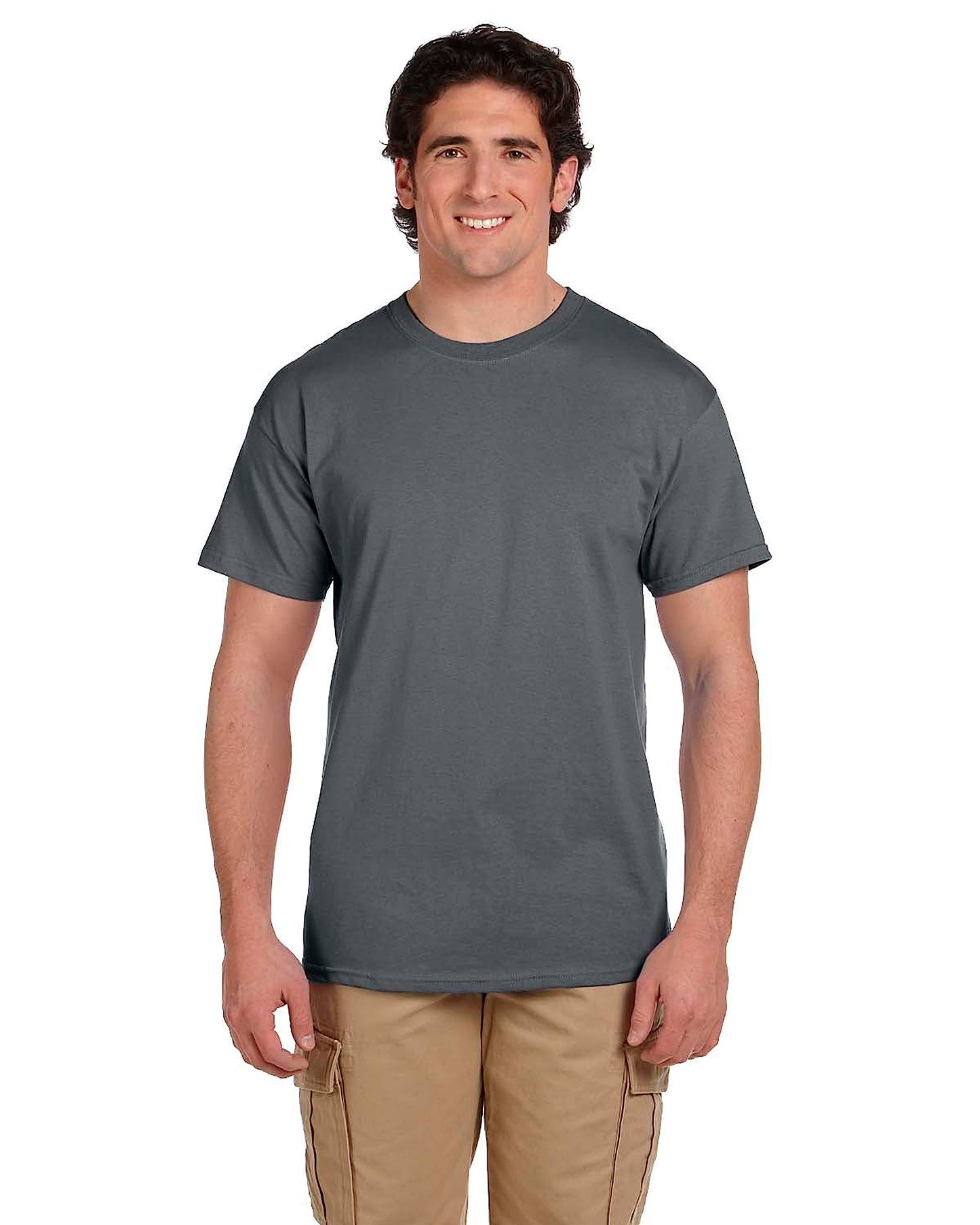 FOL Men's 5 oz. HD Cotton T-Shirt-ATHLETIC HEATHER/CHARCOAL GREY-M-4 Pack