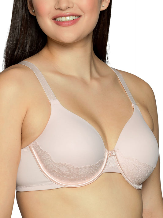 Vanity Fair Women's Plus Size Full Figure Beauty Back Smoothing Bra with Lace, 4-Way Stretch Fabric, Lightly Lined Cups up to DD, Champagne, 42C