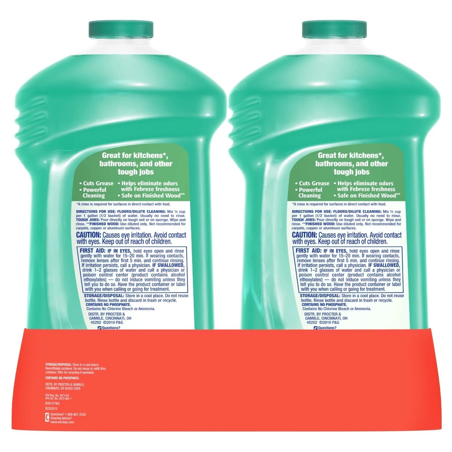 Mr. Clean Meadows and Rain Febreze Freshness Multi-Surface Cleaner 45 Fl Oz (Pack of 2) 90 Fl Oz