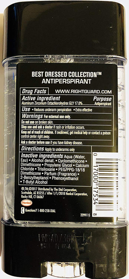 Right Guard Antiperspirant - Best Dressed Collection - Baller - Clear Gel - Net Wt. 4.0 OZ (113 g) Per Stick - Pack of 3 Sticks