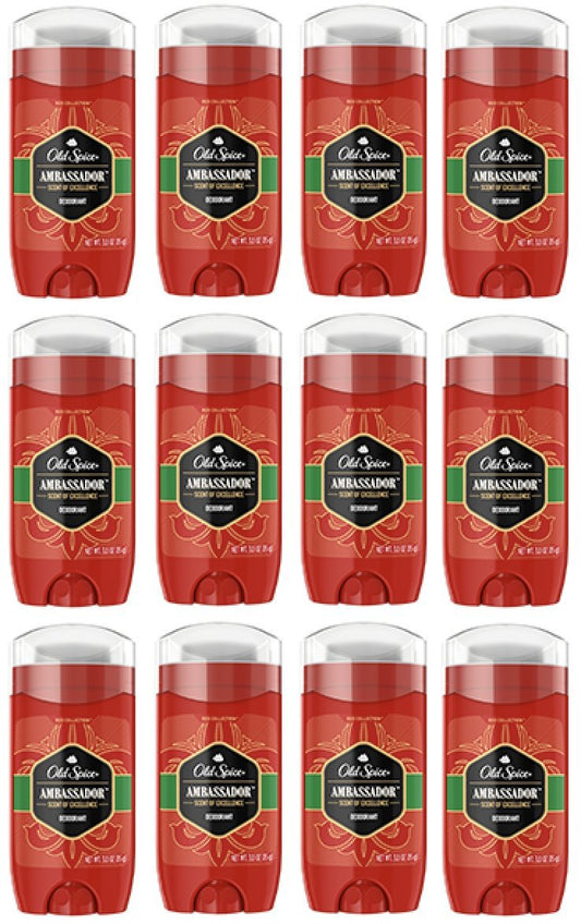 Old Spice Deodorant for Men, Ambassador Scent, Red Collection, 3.0 Ounce (Pack of 12)