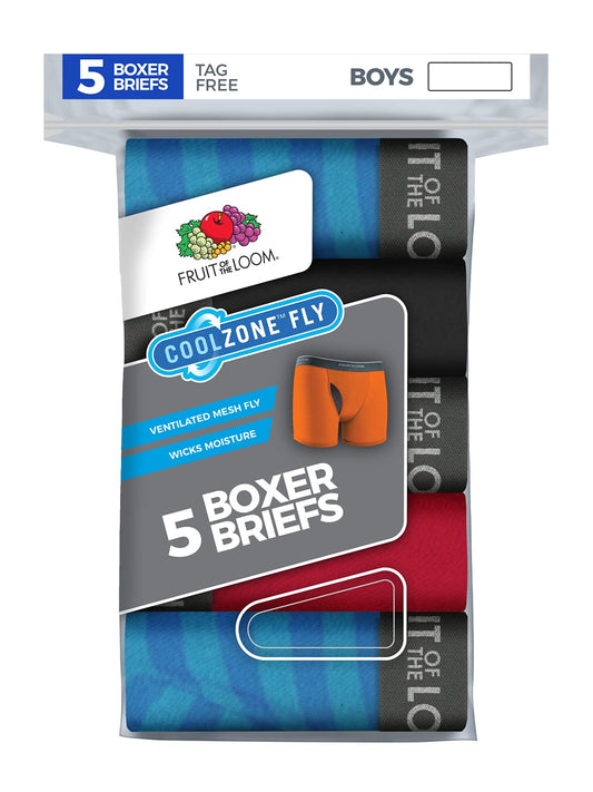 Fruit of the Loom Boys CoolZone Boxer Briefs 5-Pack, M, Assorted