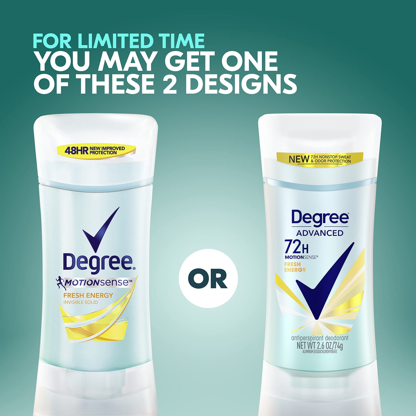 Degree Women Antiperspirant Deodorant Stick, Fresh Energy, 2.6 Ounce (Pack of 2)
