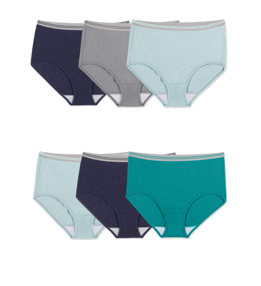 Fruit of the Loom Fit for Me Womens Plus Heather Assorted Brief Underwear, 6 Pack, 12, ASSORTED